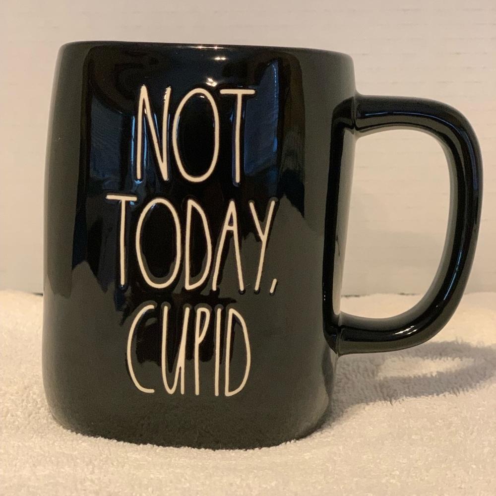 Rae Dunn by Magenta NOT TODAY CUPID Coffee Tea Mug | Black & Pink | Artisan 202